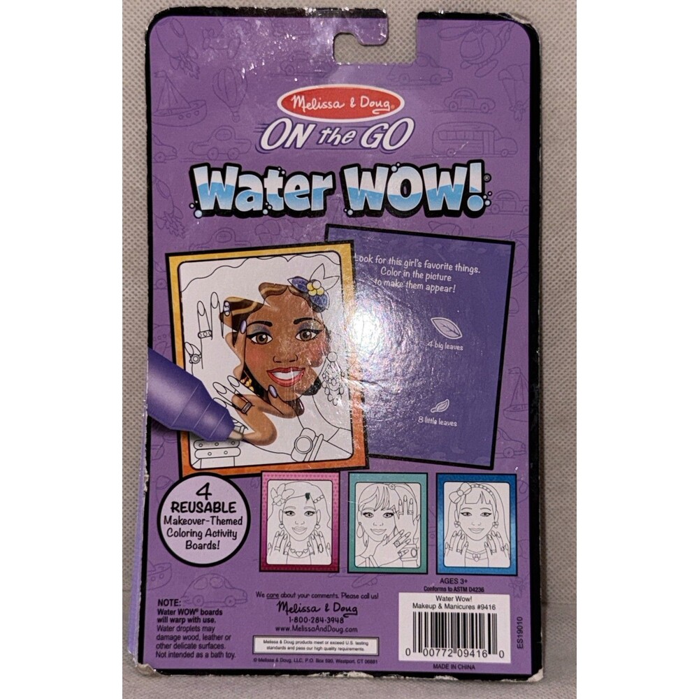 Melissa & Doug Water WOW Safari Water-Reveal Pad Reusable Coloring 4 Boards - Picture 2 of 2